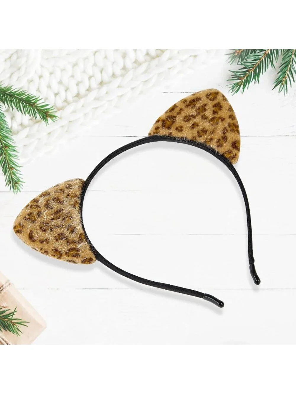 Women Leopard Ears Sequin Handmade Mickey Mouse Headband 2 Pieces
